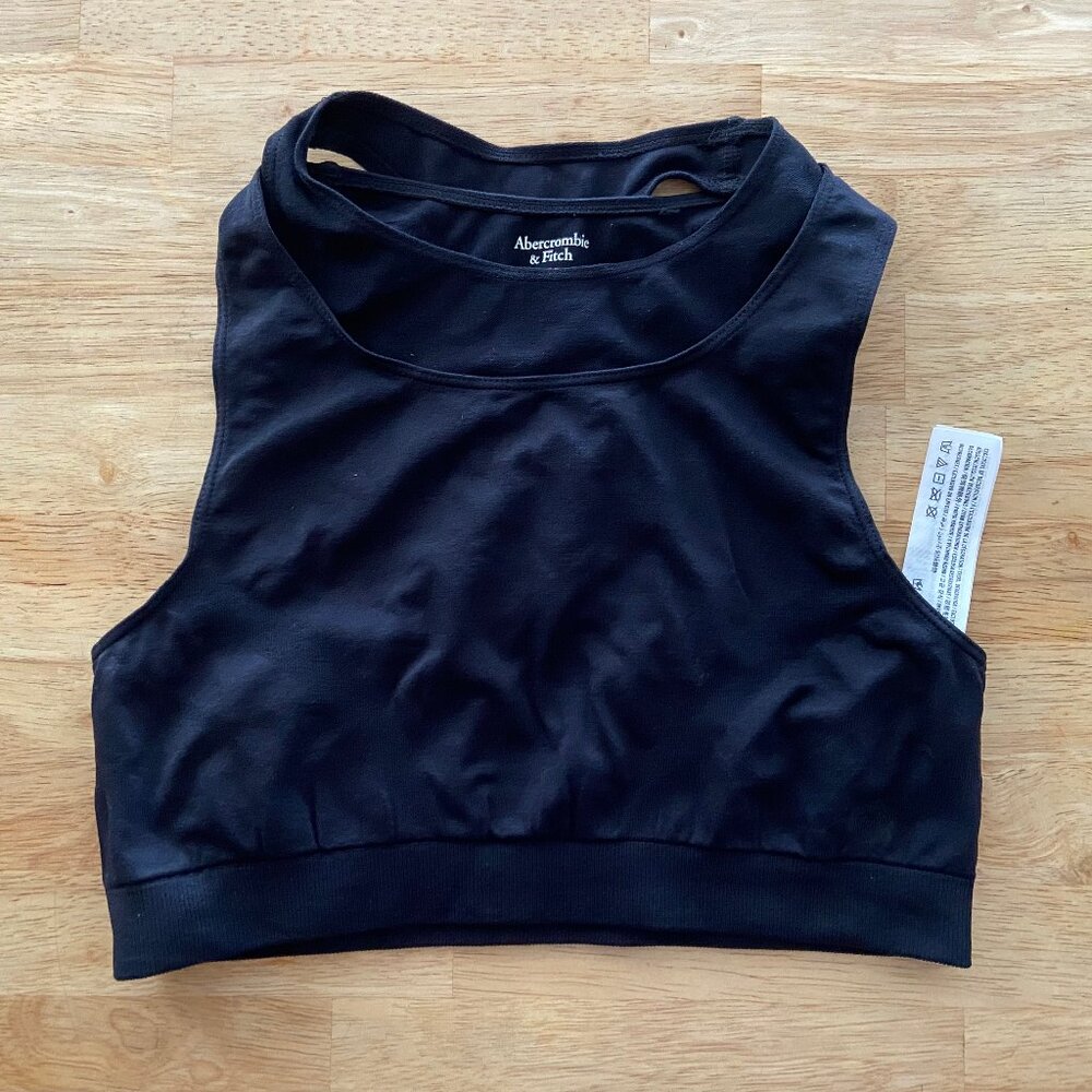 Abercrombie & Fitch Black High Neck Racer Back Athletic Sports Bra
